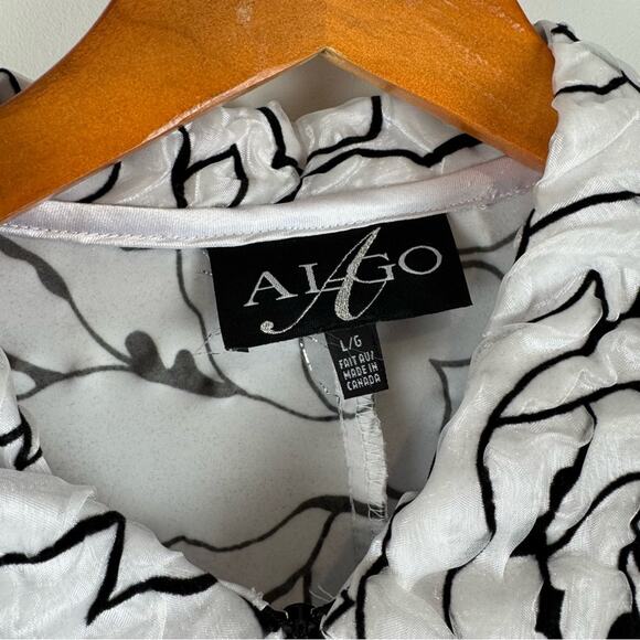 ALGO Women's Black and White Floral Jacket ~ L - Picture 5 of 14